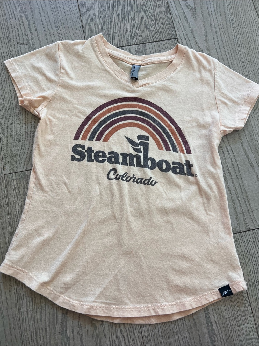 Steamboat Colorado Kids size M Tee in Light Peach